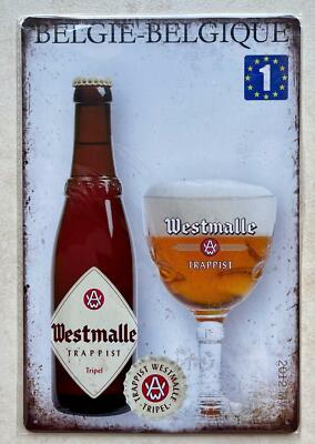 WESTMALLE TRAPPIST BIER METALL PLAKETTE SCHILD BAR MANN HÖHLE KNEIPE KÜCHE 20 x 30 cm