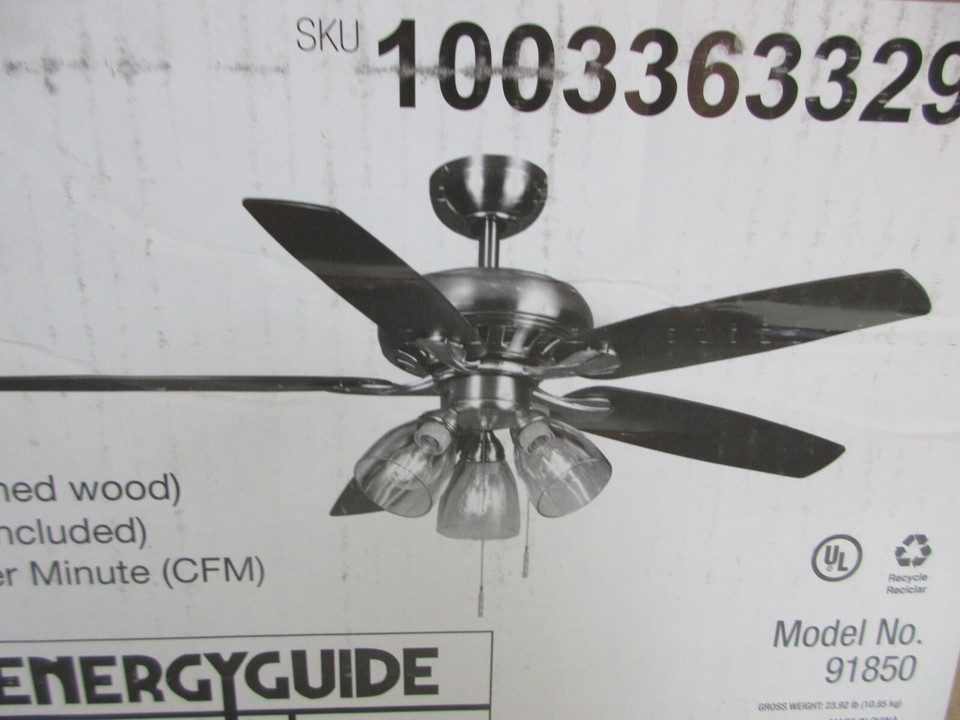 Hampton Bay Rockport 52 in. Indoor LED Brushed Nickel Ceiling Fan with