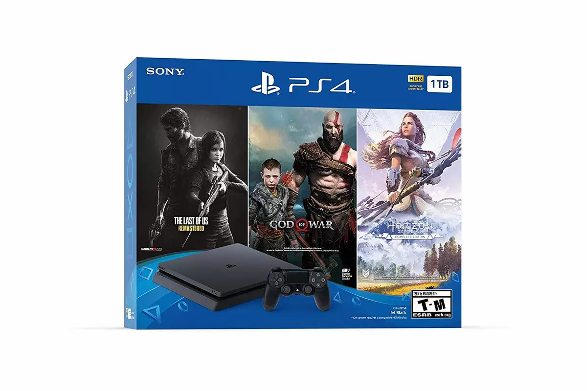 PS4 Slim, 1TB, with 11 Top Games Free, HG ReNew