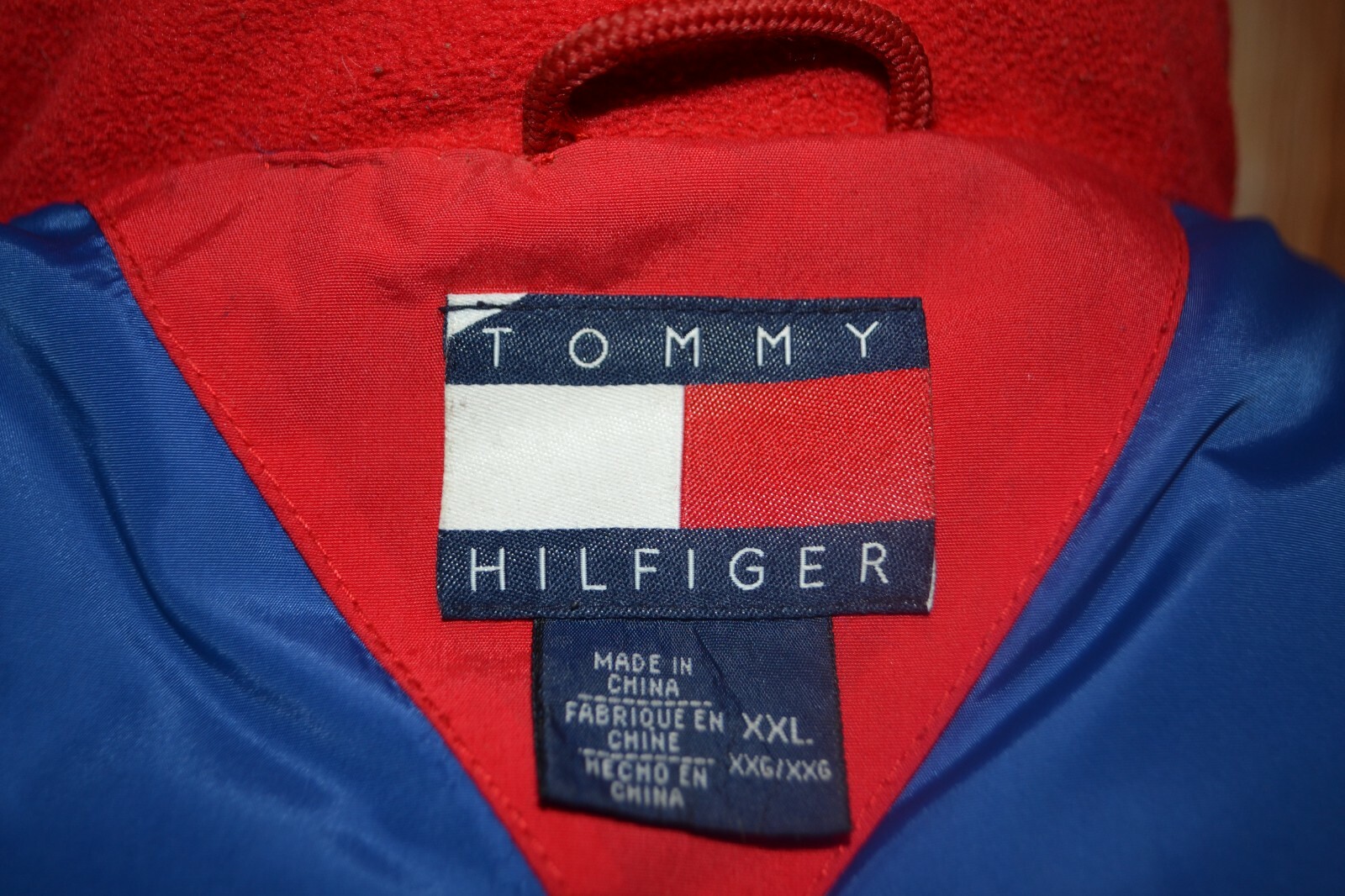 Vntg Tommy Hilfiger Men Nylon Puffer Full Zip Snap Button Jacket w/Hood Sz 2XL thumbnail 9