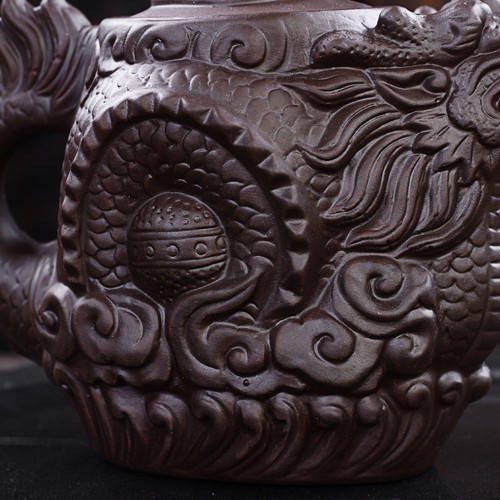 Ceramic Teapot Tea Pot Dragon Phoenix Tea Kettle Tea Infuser Purple