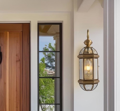 Milaii Wall Light Clear Glass Waterproof Exterior Fixture: Copper - Picture 2 of 6