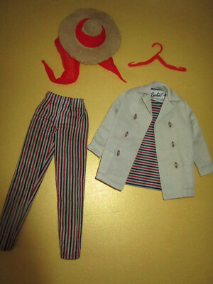 356) DREI TEILE DES ALTES VINTAGE BARBIE OUTFITS OPEN ROAD #985 MATTEL 1961 RAR