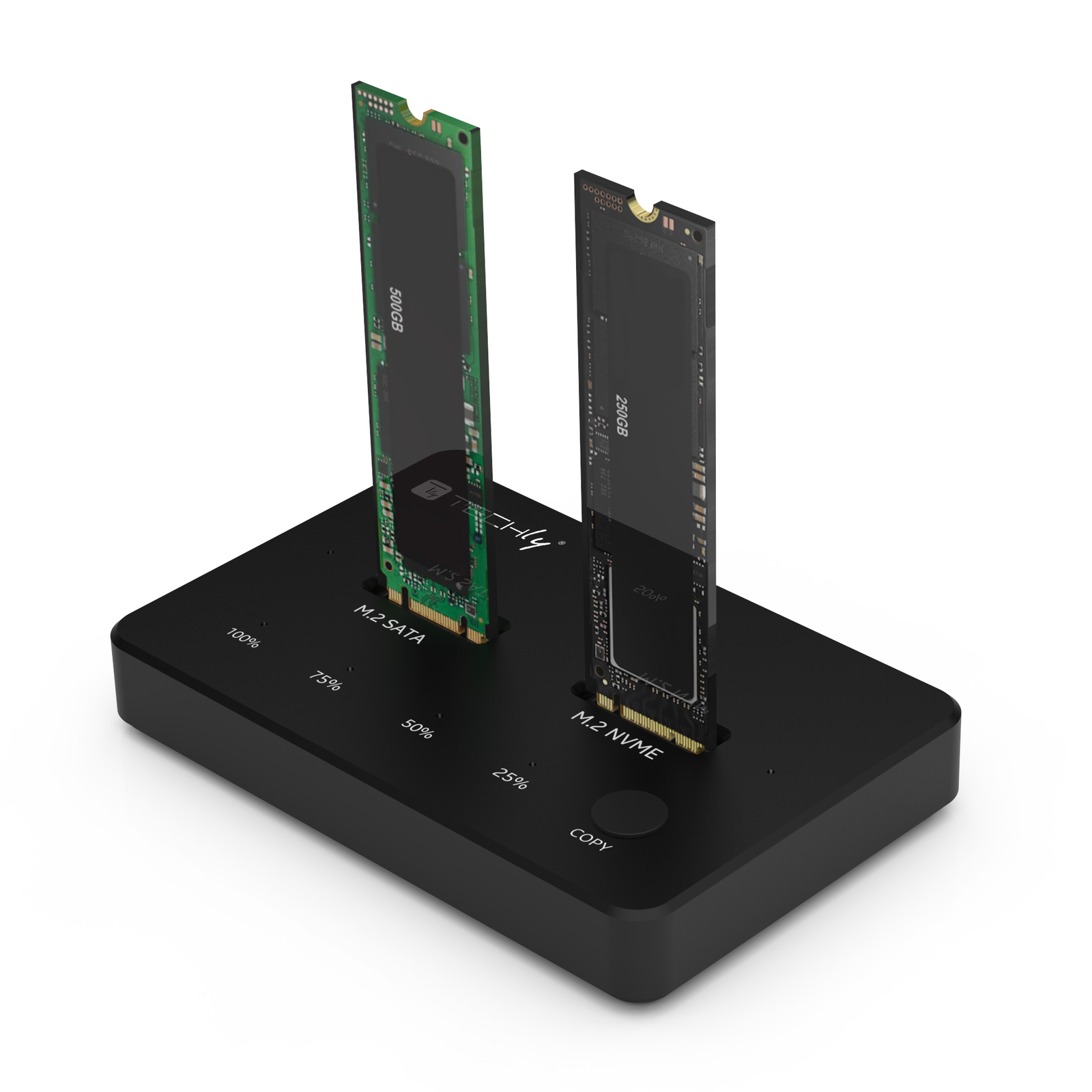 Techly Docking Station Dual-Bay SSD M.2 NVME PCIe SATA 10 Gbps Duplicatori Clone