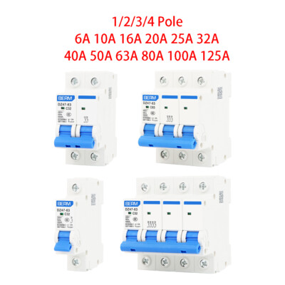 AC Stromkreisunterbrecher MCB ACB 6/10/16/20/25/32/40/50~125Amp 1/2/3/4 Pole