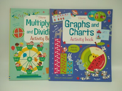Graphs and Charts & Multiplying and Dividing Activity Books Age 6+ Usborne