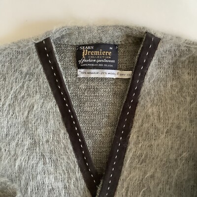 Vintage 1960's Mohair Wool Cardigan Sears Premiere Size M With