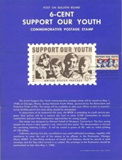 #1342 6c Support Our Youth Stamp Poster- Unofficial Souvenir Page Folded MC