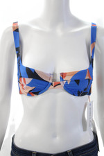 MINKPINK Women Blue Geometric Bikini Top Swimwear Size XS