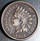 1862 INDIAN HEAD CENT - With LIBERTY & DIAMONDS - Near XF EF