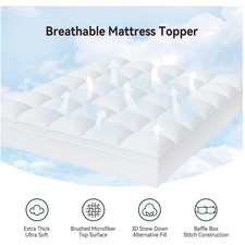 Plush Queen Mattress Topper for Back Pain Relief