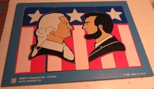 Vintage Judy Instructo President  s Day Patriotic Wooden Tray Puzzle 10p 1988 4-7