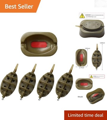 Carp Fishing Tackle Inline Method Feeder Set 4 Feeders 15g-35g with Mould