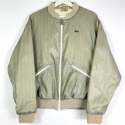 Lacoste Vintage Jacke Blouson Gr.M Grün Gestreift Herrenjacke Logo 90er 90s y2k