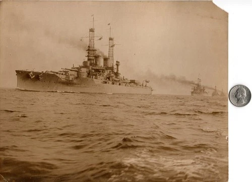 WW1 WWI American US Navy USN Military Press Photo Battleship Convoy Atlantic