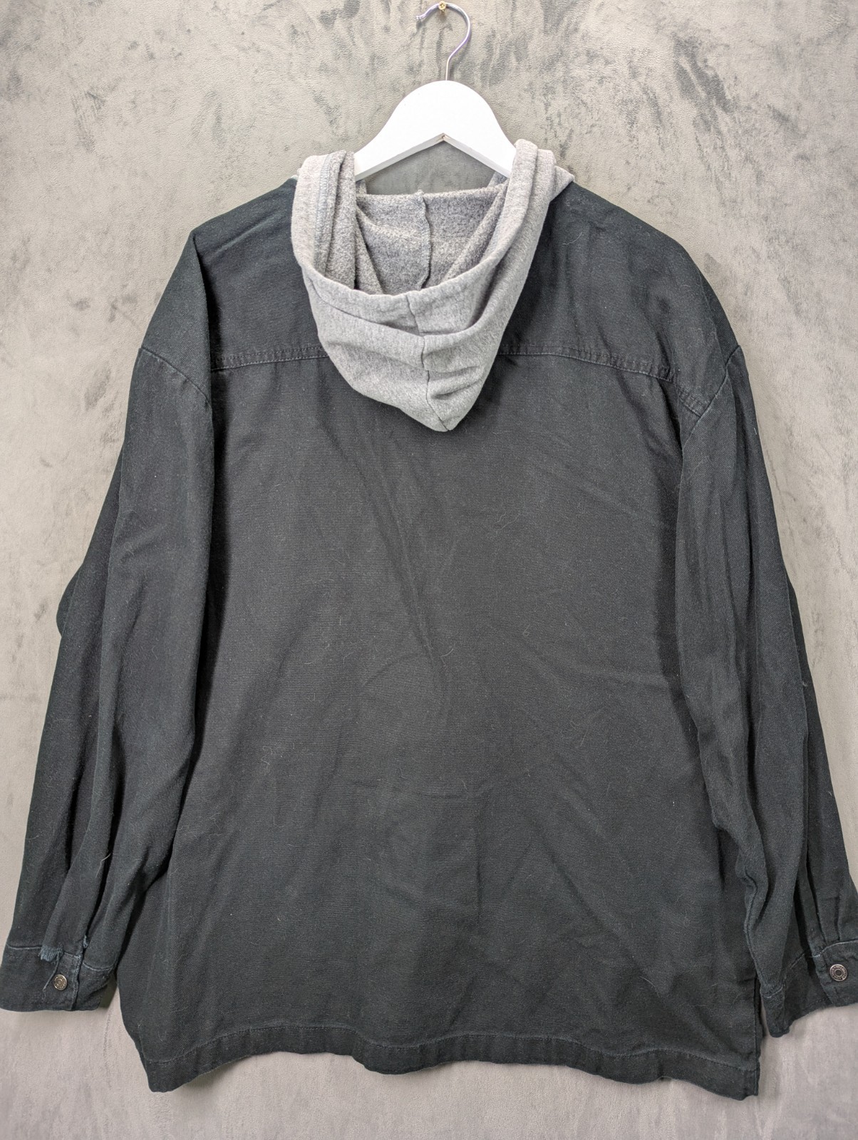 Wrangler Canvas Shirt Jacket Size 2XL Relaxed Hoodie Lightweight Snap Buttons image 4