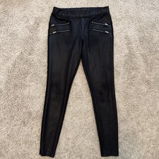 Express Faux Leather Skinny Pants Women  s Small Black Stretch Leggings Zippers
