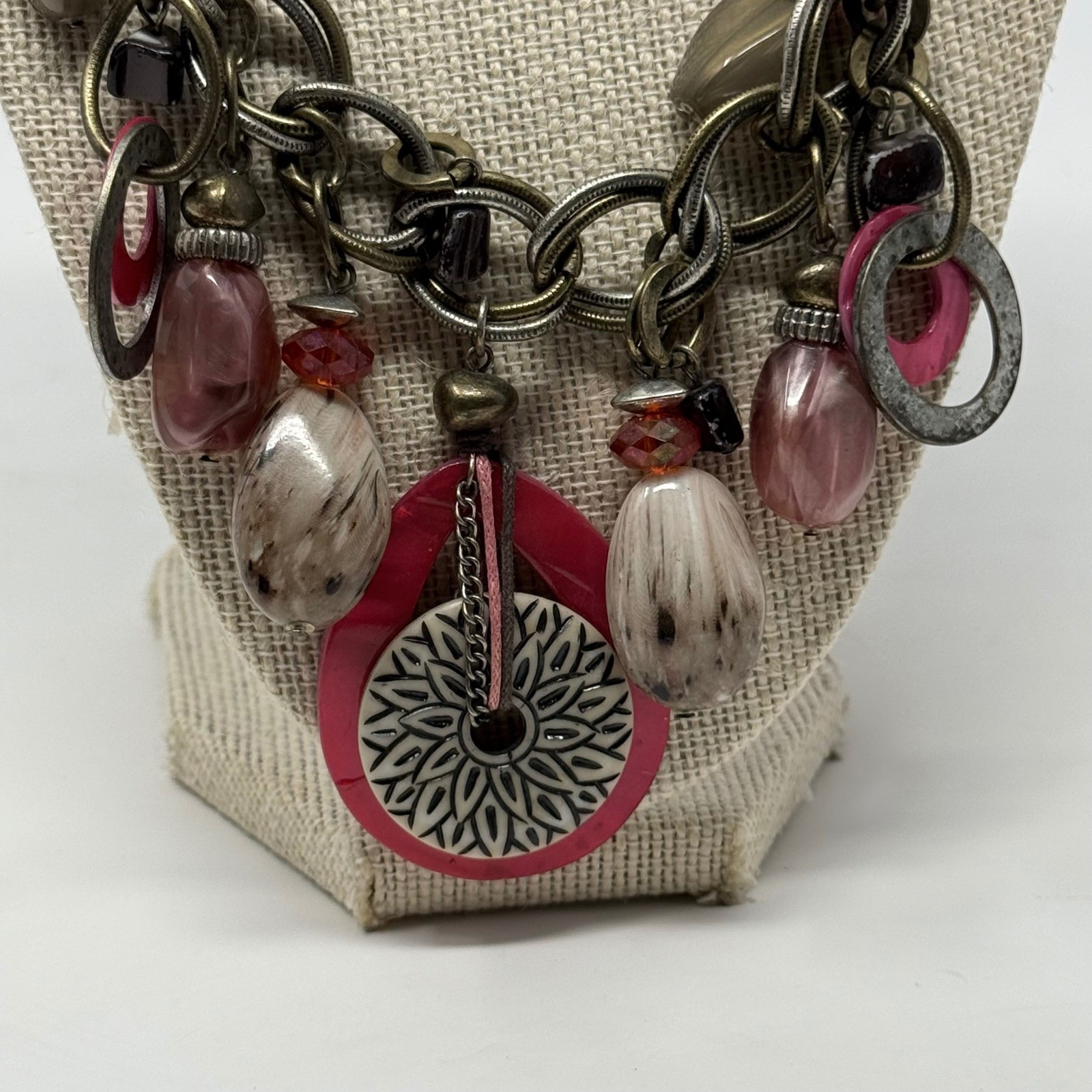 Ruby Rd Chunky Statement Necklace Silver Tone Pin… - image 2