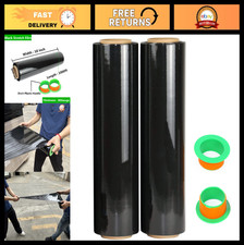 2-Pack 18" x 1000' Black Stretch Wrap - Heavy Duty Shrink Film with Handle, Pack