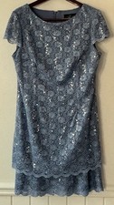 Alex Evenings Dress Size 16 Lace Sequin Light Blue wedding