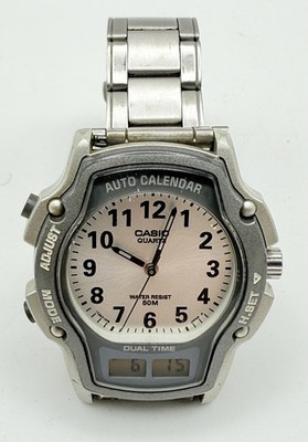 Casino Aw-24 Ana - Digi 2318 Silver Dial Auto Calendar Vintage Watch New Battery