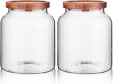 Glass Storage Container Airtight Food Jars Kitchen Canister with Wood Lids, 60