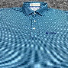 Holderness Bourne Polo Shirt Mens M Tailored Blue Geometric Performance Golf