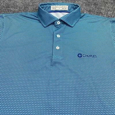 Holderness & Bourne Polo Shirt Mens M Tailored Blue Geometric Performance Golf