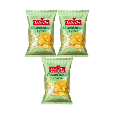 3x Estrella Cream Cheese & Onion Chips 275g Swedish Potato Chips