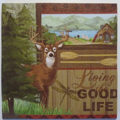 Deko HDF - Natur Tiere Hirsch Reh See Camping Vögel Libelle Good Life Wald