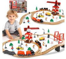 81Pc Wooden Train Tracks Lot Railway Pieces Set Play for Thomas the Train Brio