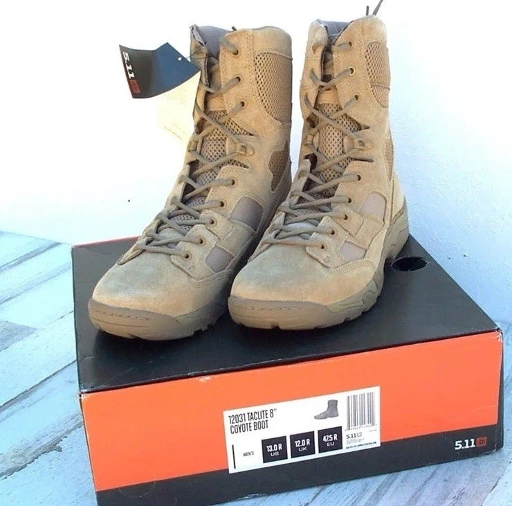 (39) BOTAS TÁCTICAS DESIERTO 5.11 COLOR TOSTADO COYOTE NUEVAS con ETIQUETAS TALLA 13 Foto 2 de 4