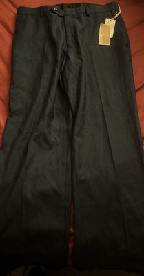 Michael Kors Flat-Front Solid Pants Navy Blue 32x30 #12 NEW WITH TAGS