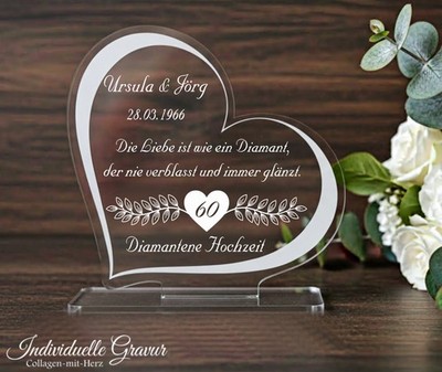 Geschenk Diamantene Hochzeit  Hochzeitstag Gravur Geschenkidee 60 Jahre