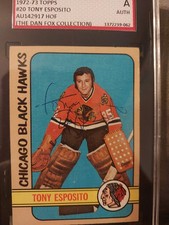 1972-73 topps autographed hockey SGC 20 Esposito