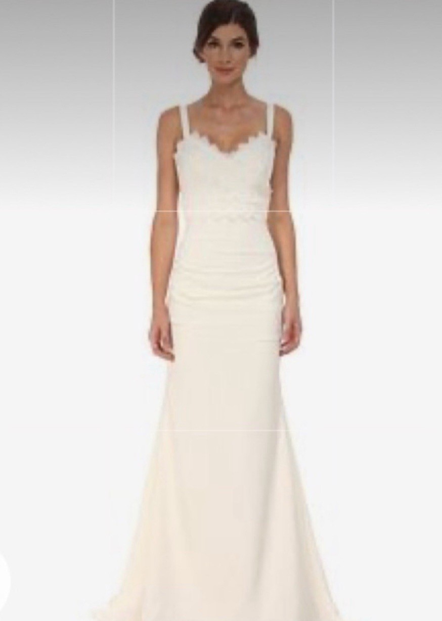 NICOLE MILLER TONYA STRETCH V- NECK WEDDING GOWN DRESS FJ10017 Size 2