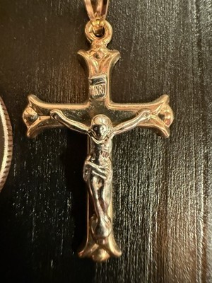 10kt Solid Two Tone Gold Crucifix Cross - Stamped INTI