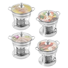 4Pack Chafing Dish Sets Buffet Catering Stainless Steel Food Warmer Round NEW