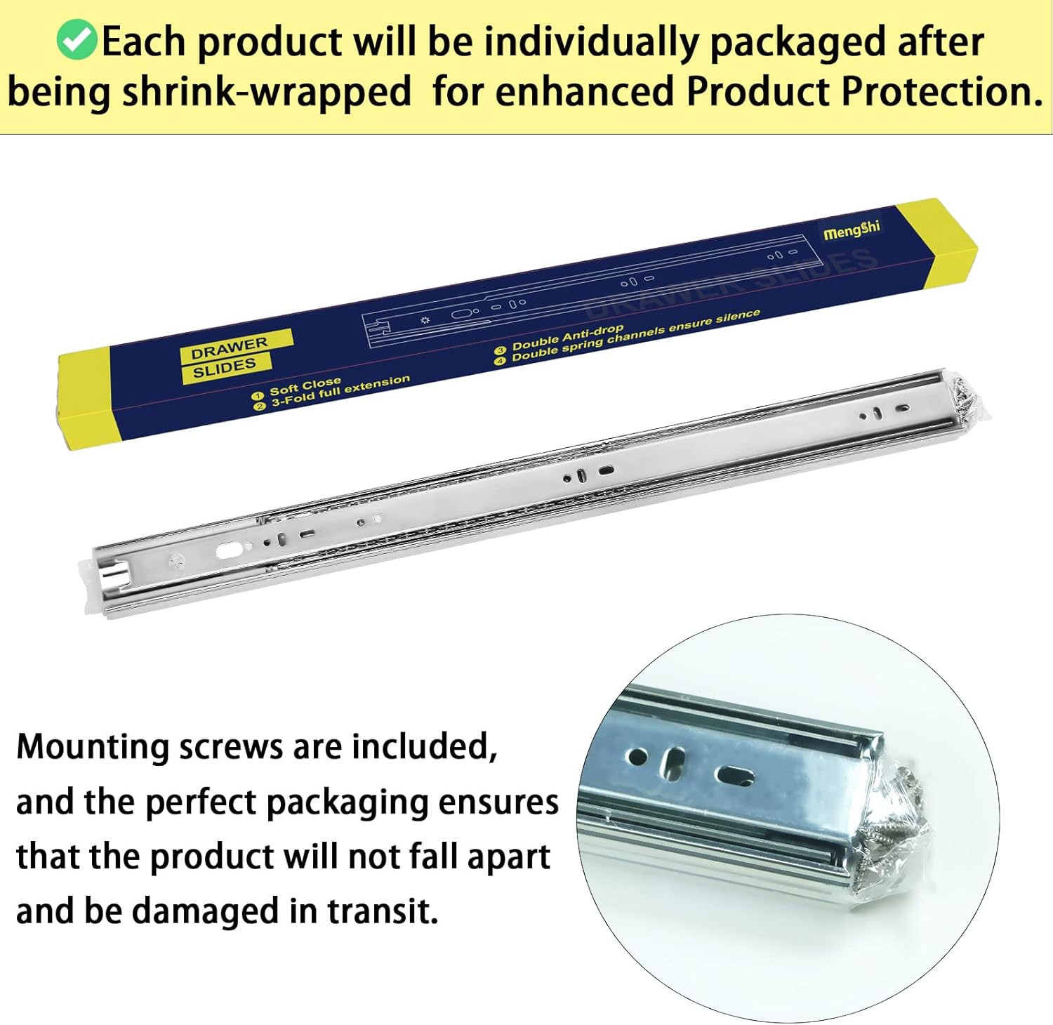 22" Soft Close Drawer Slides - Heavy Duty 10 Pairs, 100 LB Capacity