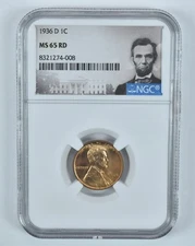 1936-D Lincoln Wheat Cent MS65 RD NGC Special Label