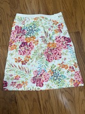 Talbots Multicolor Floral Cotton Twill Pencil Skirt Knee Length Pockets 4