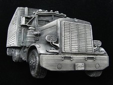 RE01149 NOS VINTAGE 1977 CUT-OUT  18-WHEEL SEMI-TRUCK  BERGAMOT BELT BUCKLE