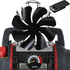 Tomersun Wood Stove Fan 8 Blades Heat Powered, Fireplace Full Medium, Balck 