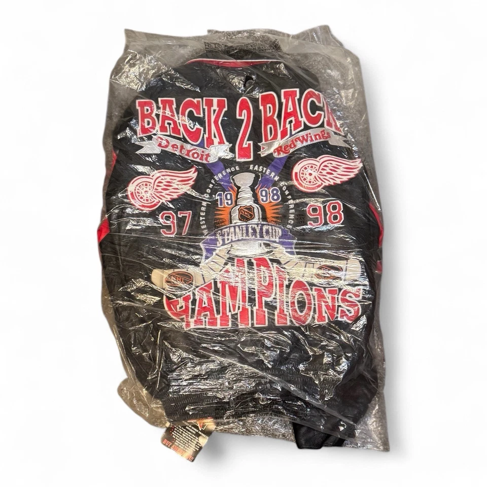 L Jeff Hamilton JH Platinum Leather Jacket – Red/White Varsity 2008 Red Wings - Image 2 of 4