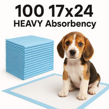100 Disposable Pads Chux Absorbant Puppy Dog Pee Training Underpad 17" x 24"