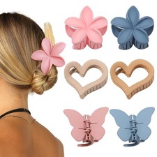 Butterfly Hair Clip Cute Flower Claw Clips 6 Pcs Matte Hair Claw Clips for Wo...