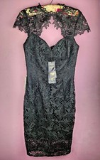 Lipsy Womens Black Lace Bodycon Midi Dress UK 8 BNWT Party Evening