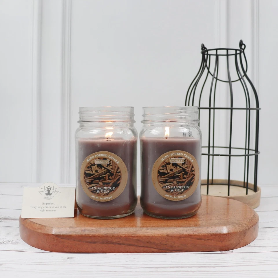 Классическая прозрачная баночка для аромата сандалового дерева и ударов Hosley 9 унций большая банка для свечей - Изображение 4 из 4