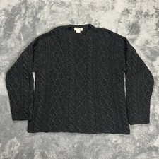 Vintage J.Crew Cable Knit Sweater Handknit Wool Fisherman Gray Mens XL Shetland