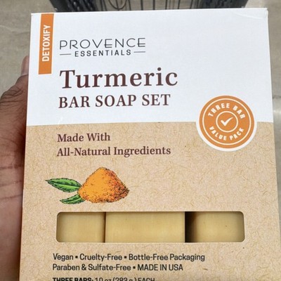 Provence Essentials Detoxify Turmeric Bar Soap Set 3-Pack Vegan Cruelty-Free